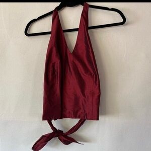SOLD Silk Ann Taylor Silk open back Halter Top, NWT 6, Rich Burgundy